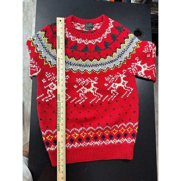 Vintage Alcott & Andrews Wool Knit Fair Isle Reindeer Sweater Chunky Size Small - Picture 5 of 8